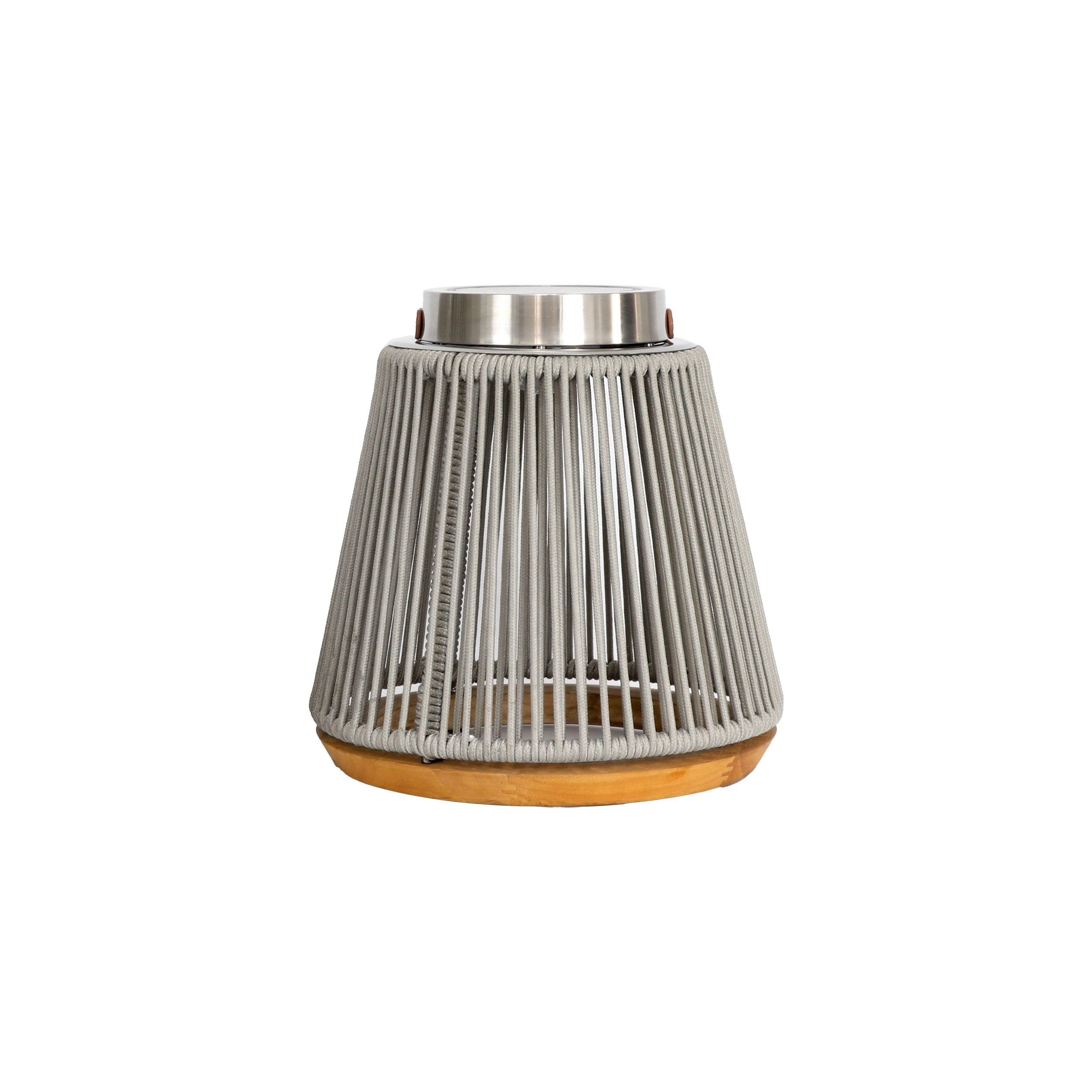 Maze Athena Light Grey Rope Detail Outdoor Solar Lantern Lamp | Small